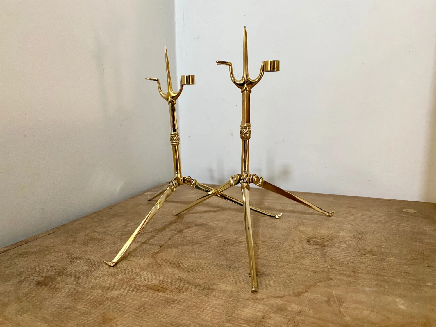 Pair Of Folding Pricket Brass Candlesticks 13th/15thC BUNDLE - Image 2