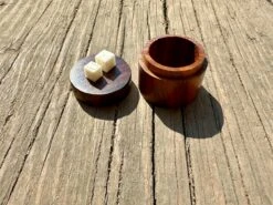 Wooden Box With Two Bone Dice