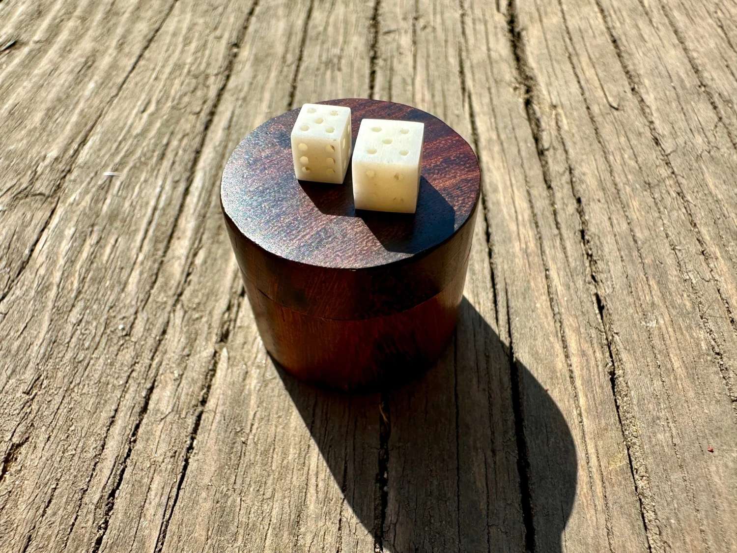 Wooden Box With Two Bone Dice - Image 5