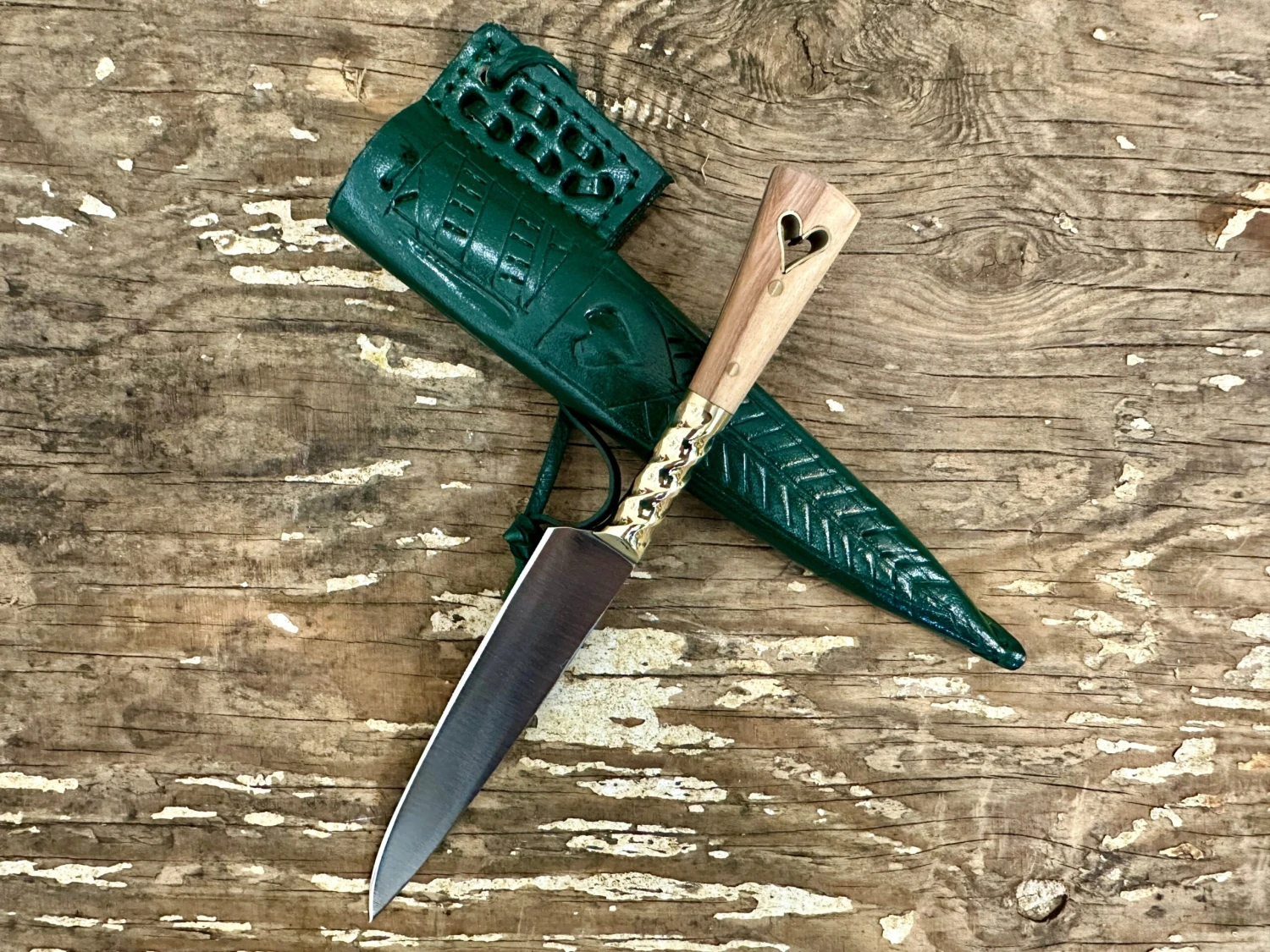 Heart Medieval Eating Knife In Olive Wood 14-15th Century - Image 6